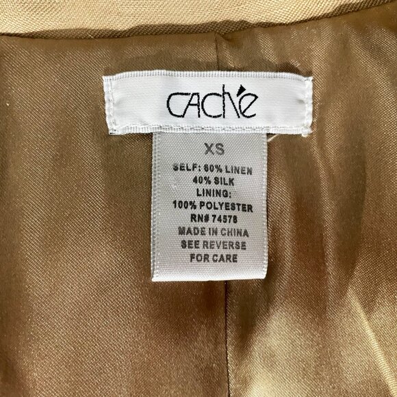 Cache Linen Blend Vintage Tan Pant Suit | Size XS for jacket; 0 for pants | EUC - Picture 2 of 15